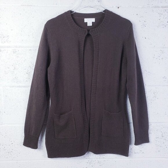 Marshall Fields Cashmere Cardigan Sweater Womens Medium Brown Pockets - Picture 1 of 7